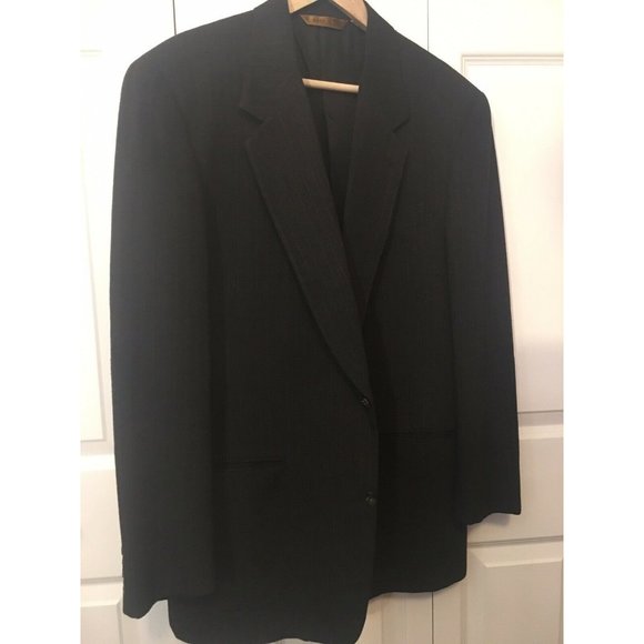 Donna Karan New York Jacket 40 R Dark Gray Pinstriped Made In Italy - Picture 4 of 8